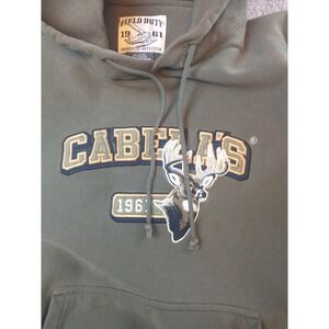 Cabelas Field Duty 1961 Hoodie Mens Large Olive Green Deer Buck Embroidered LG